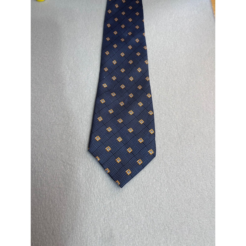 Nautica Necktie Blue Silk Geometric Square Pattern Classic Professional Prep
